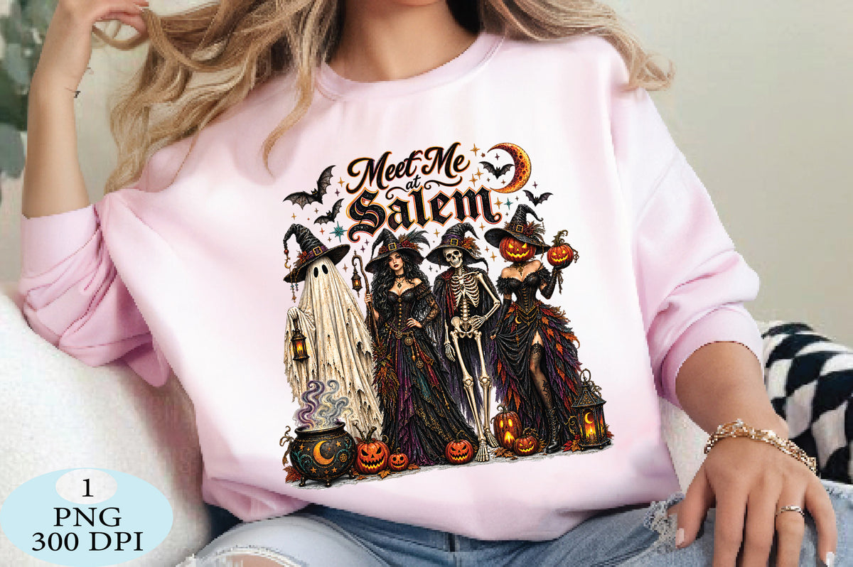 Meet Me At Salem Halloween Crew PNG