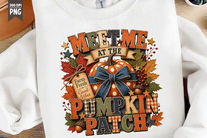 Meet Me At The Pumpkin Patch PNG Fall Autumn Pumpkin Sublimation Design