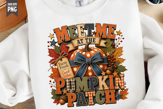 Meet Me At The Pumpkin Patch PNG Fall Autumn Pumpkin Sublimation Design