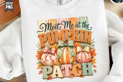 Meet Me At The Pumpkin Patch PNG Fall Autumn Pumpkin Sublimation Design