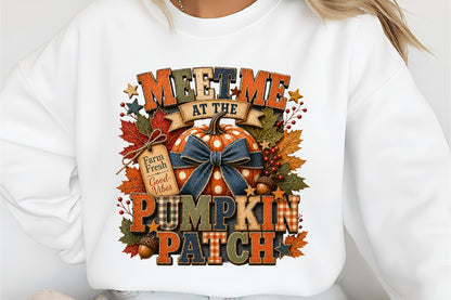 Meet Me At The Pumpkin Patch PNG Fall Autumn Pumpkin Sublimation Design