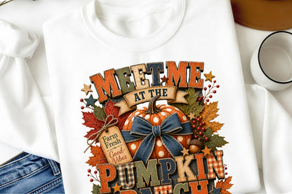 Meet Me At The Pumpkin Patch PNG Fall Autumn Pumpkin Sublimation Design