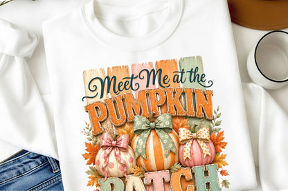 Meet Me At The Pumpkin Patch PNG Fall Autumn Pumpkin Sublimation Design