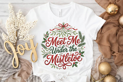 Meet Me Under the Mistletoe Christmas PNG, Mistletoe Holiday Sublimation Design, Christmas Shirt PNG, Romantic Holiday Design