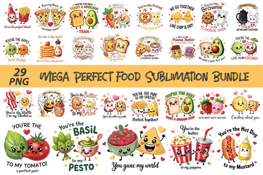 Mega Perfect Food Sublimation Bundle | 29 Cute Food Quote PNG Designs