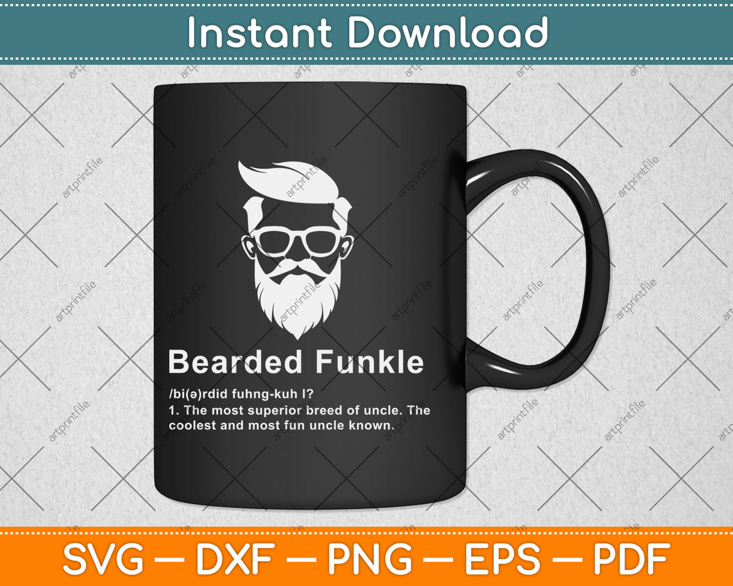Men's Black Bearded Funkle Funny Uncle Definition Svg Digital Cutting File