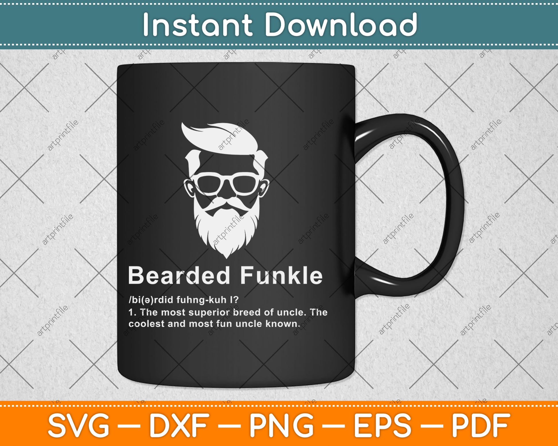 Men's Black Bearded Funkle Funny Uncle Definition Svg Digital Cutting File