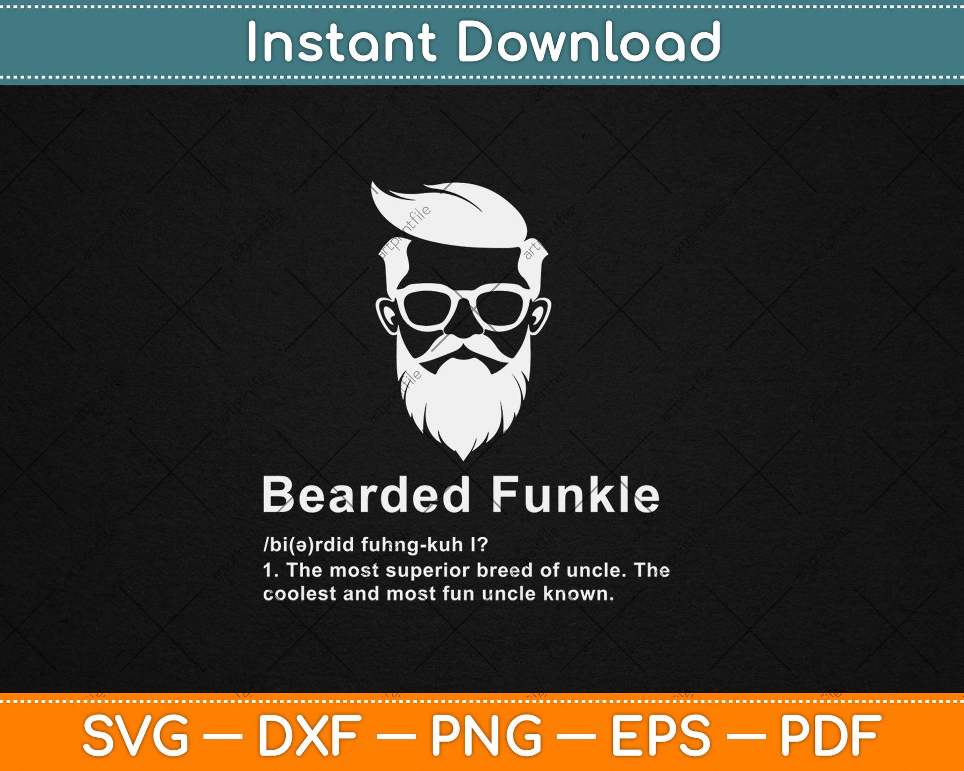 Men's Black Bearded Funkle Funny Uncle Definition Svg Digital Cutting File