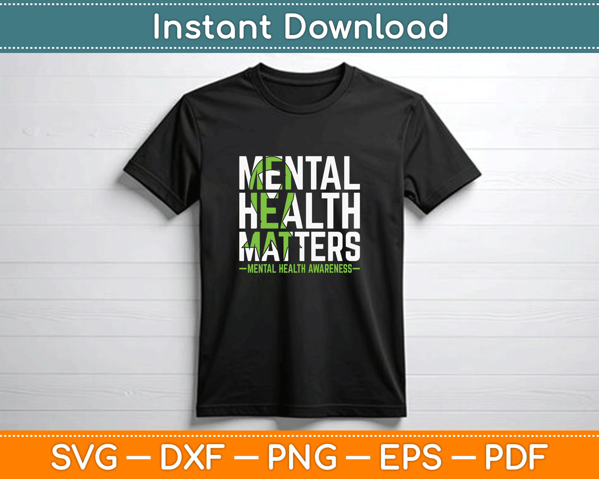 Mental Health Matters Green Ribbon Mental Health Awareness SVG PNG Files