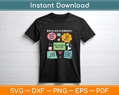 Mental Health Reminders mental Awareness Month SVG PNG Files