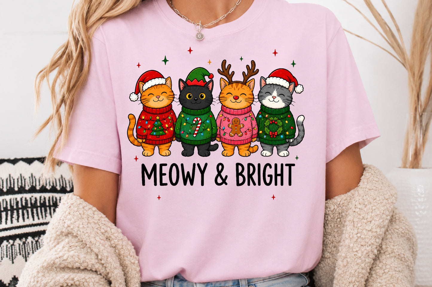 Meowy & Bright Christmas Cats PNG Sublimation Design