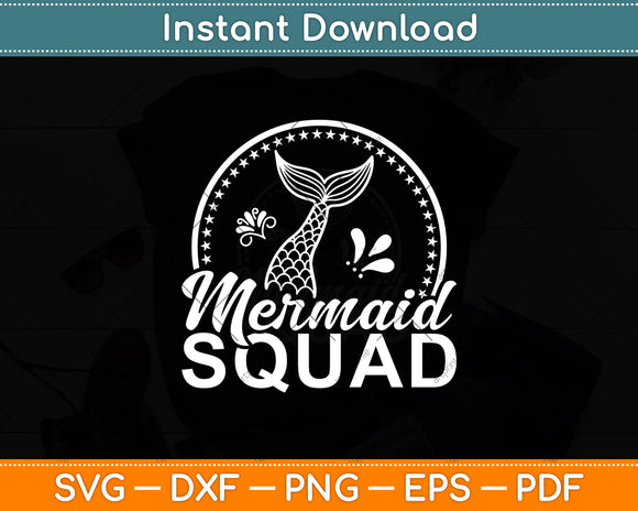 Mermaid Squad Of The Birthday Mermaid Tail Family Matching Svg Digital Cutting File