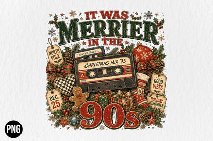 Merrier in the 90s Christmas PNG