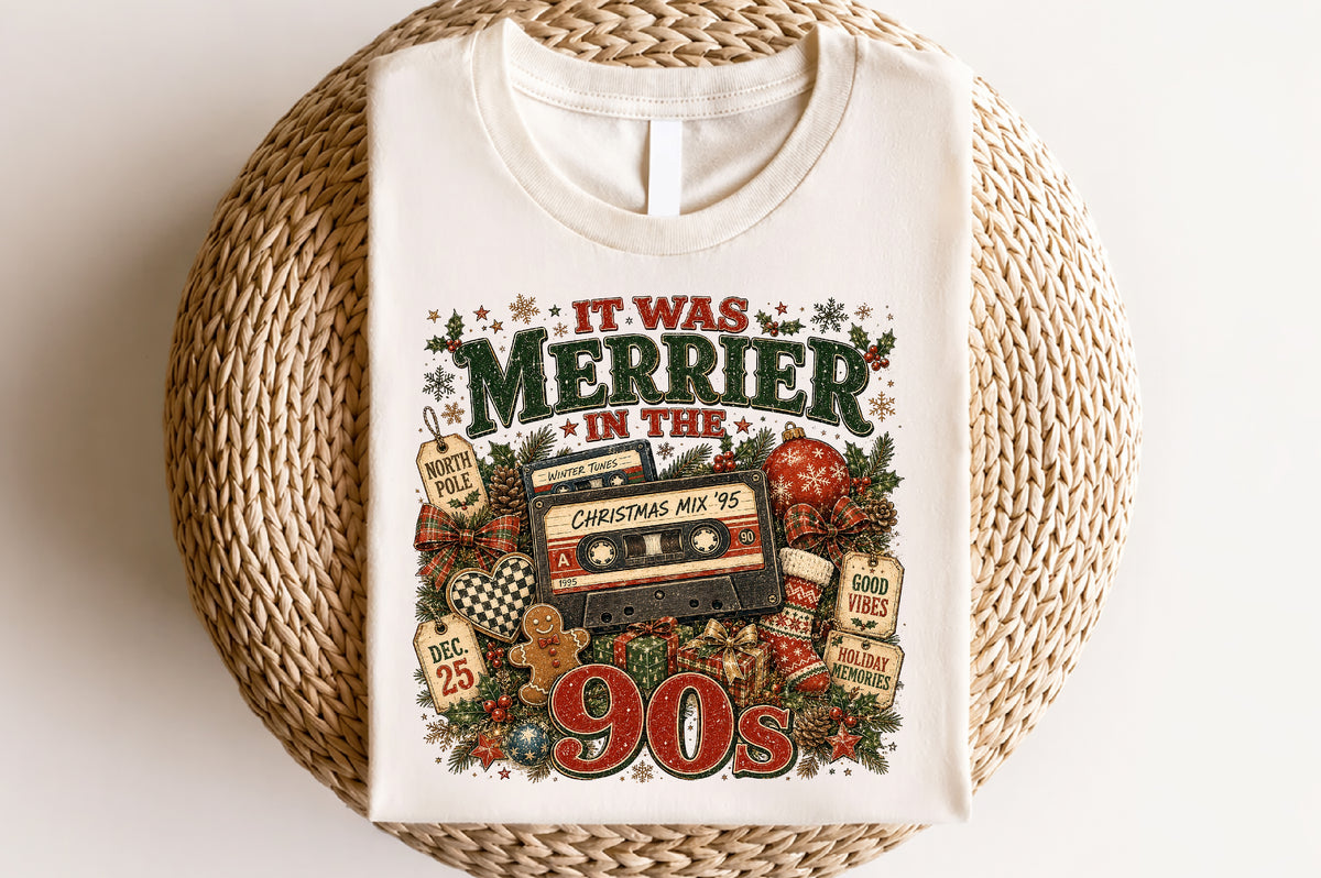 Merrier in the 90s Christmas PNG