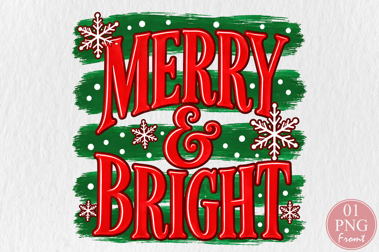 Merry and Bright Christmas PNG Sublimation