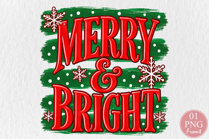 Merry and Bright Christmas PNG Sublimation