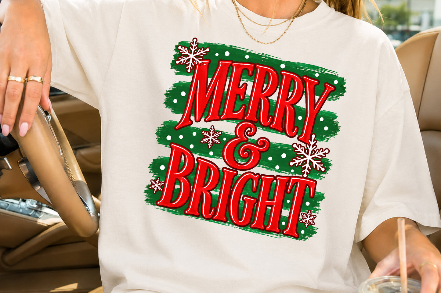 Merry and Bright Christmas PNG Sublimation
