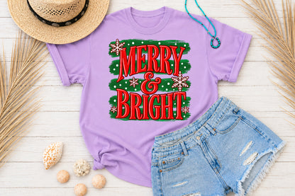 Merry and Bright Christmas PNG Sublimation