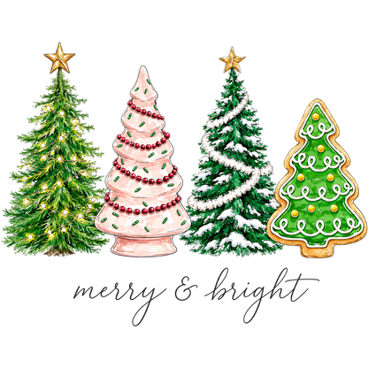 Merry & Bright Christmas Trees PNG