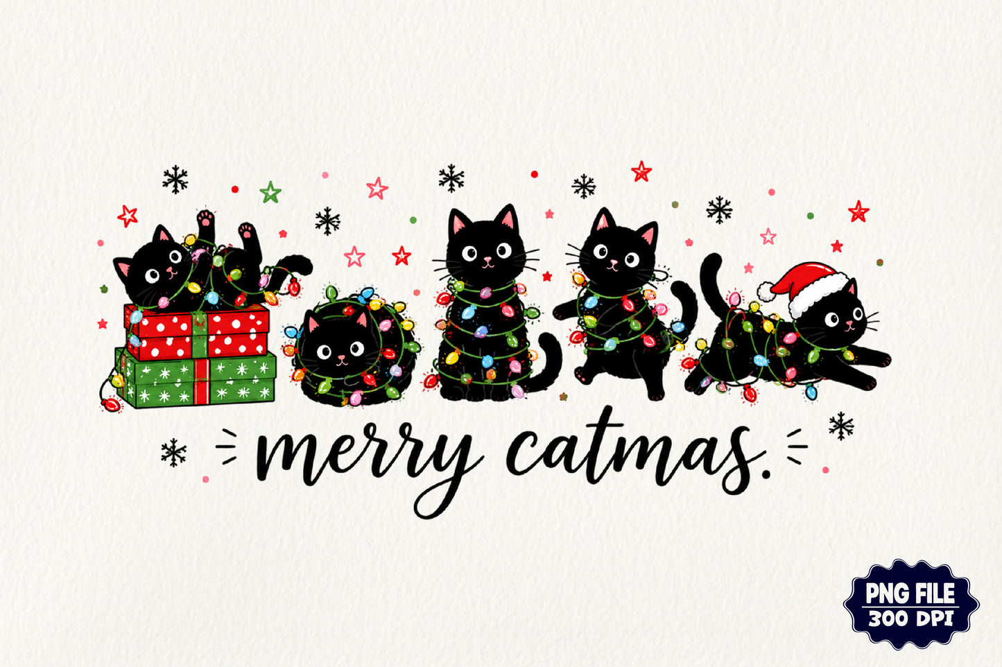 Merry Catmas PNG Funny Christmas Cat Holiday Sublimation