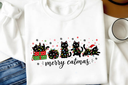 Merry Catmas PNG Funny Christmas Cat Holiday Sublimation
