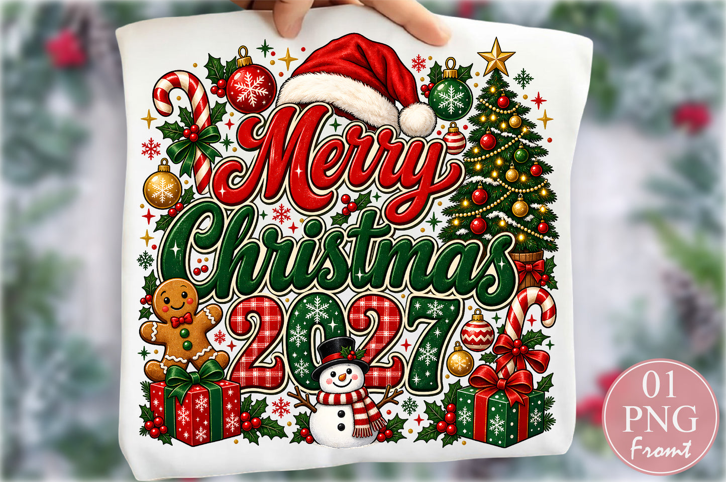 Merry Christmas 2027 PNG New Year Sublimation Design