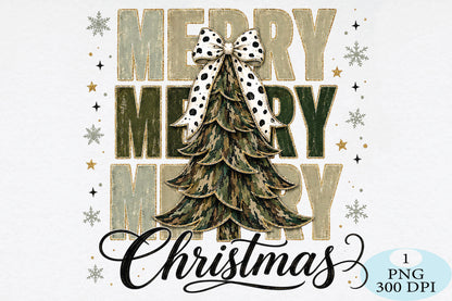 Merry Christmas Bow Tree PNG