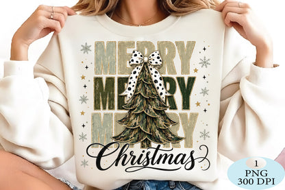 Merry Christmas Bow Tree PNG