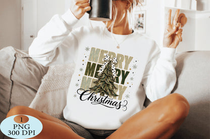 Merry Christmas Bow Tree PNG