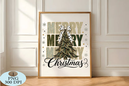 Merry Christmas Bow Tree PNG