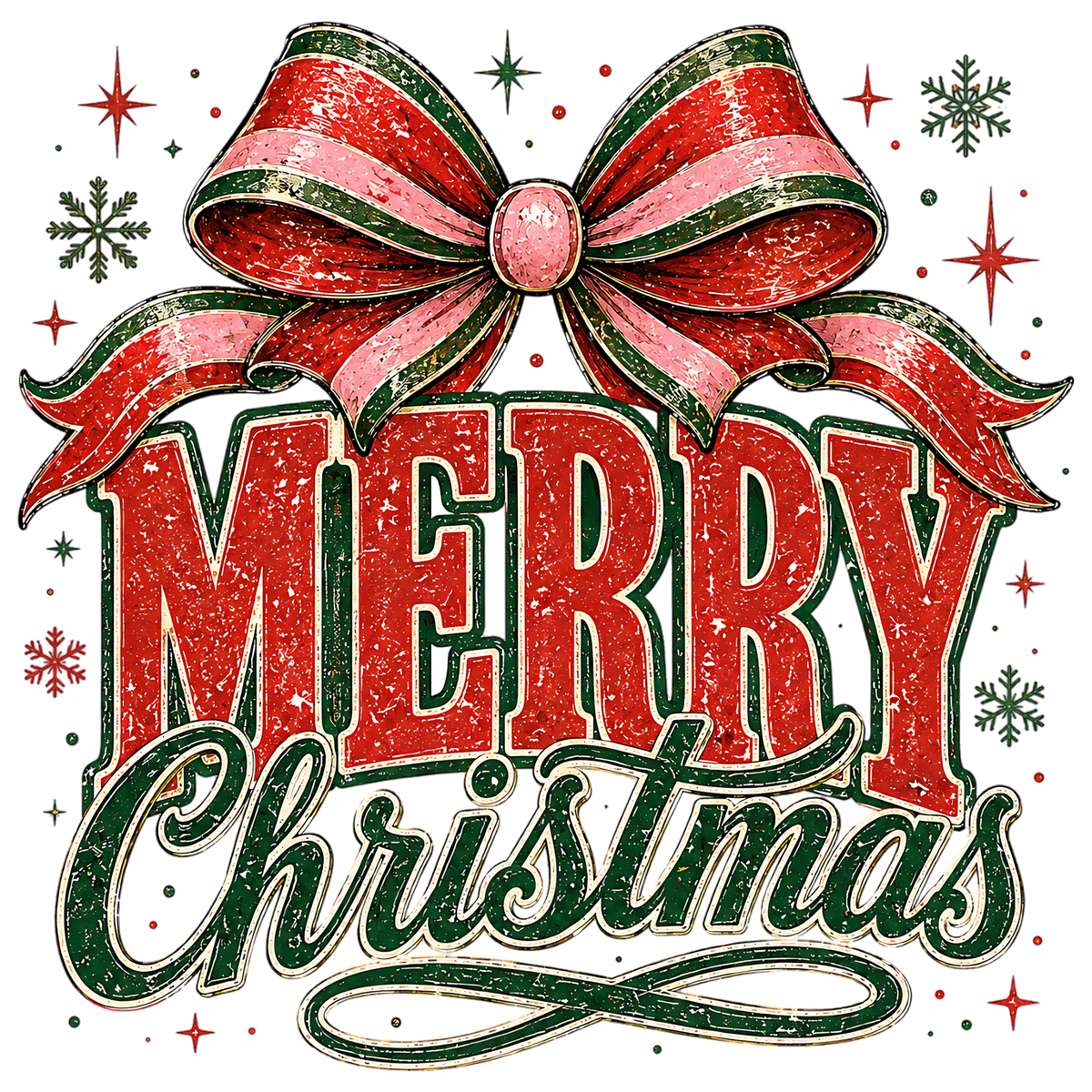 Merry Christmas Bow Vintage PNG