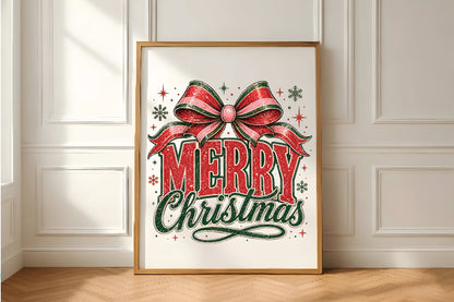 Merry Christmas Bow Vintage PNG