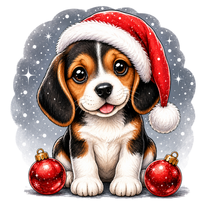 Merry Christmas Cute Dog PNG | Santa Hat Puppy Christmas Clipart