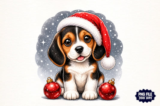 Merry Christmas Cute Dog PNG | Santa Hat Puppy Christmas Clipart