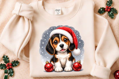 Merry Christmas Cute Dog PNG | Santa Hat Puppy Christmas Clipart