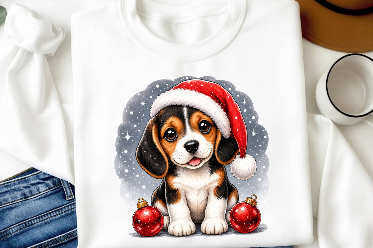 Merry Christmas Cute Dog PNG | Santa Hat Puppy Christmas Clipart