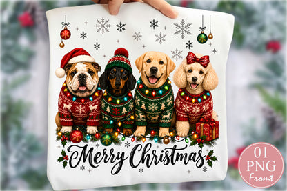 Merry Christmas Dogs PNG Sublimation Design