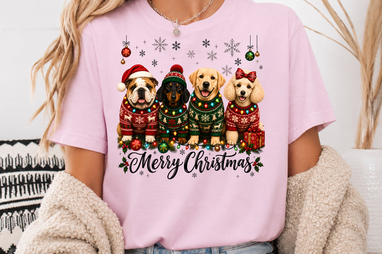 Merry Christmas Dogs PNG Sublimation Design
