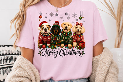 Merry Christmas Dogs PNG Sublimation Design