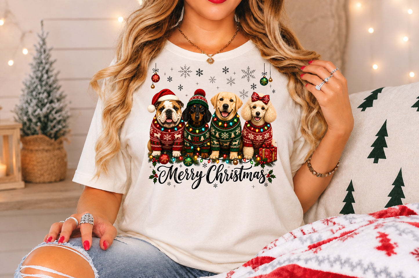 Merry Christmas Dogs PNG Sublimation Design