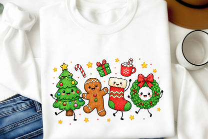 Merry Christmas Doodle Characters PNG Cute Holiday Sublimation