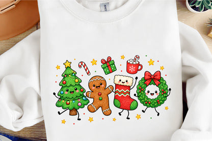 Merry Christmas Doodle Characters PNG Cute Holiday Sublimation