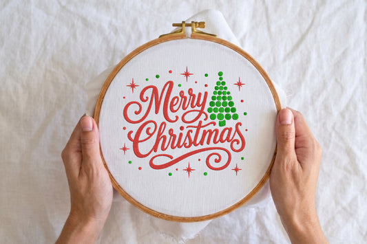 Merry Christmas Embroidery Design – Festive Christmas Machine Embroidery Pattern, Holiday Embroidery Design
