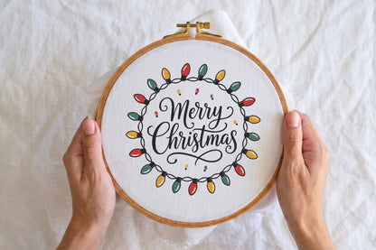 Merry Christmas Embroidery Design 3 – Festive Christmas Machine Embroidery Pattern, Holiday Embroidery Design