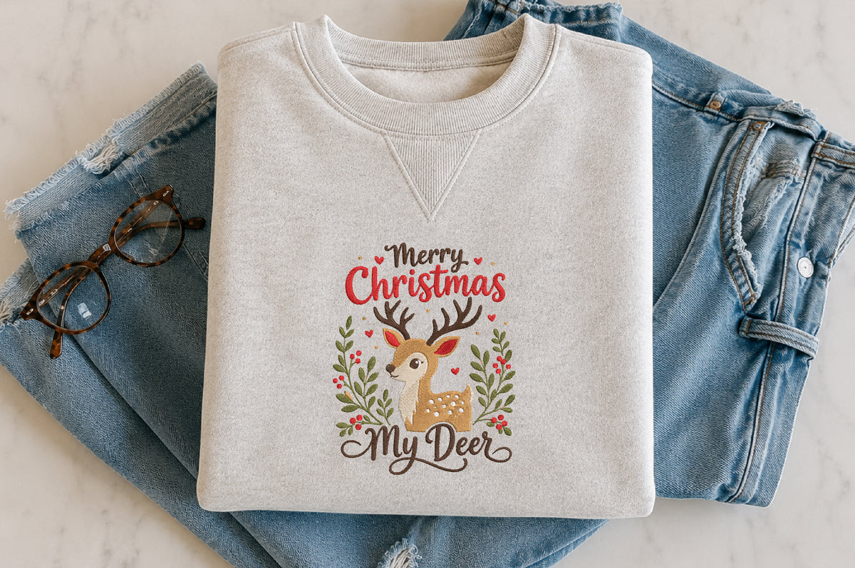 Merry Christmas My Deer Embroidery