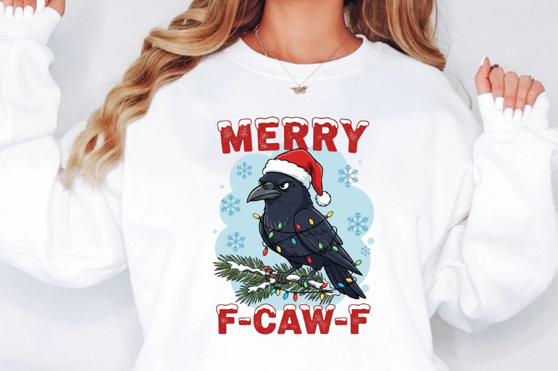 Merry Christmas F-Caw-F Crow PNG Funny Christmas Sublimation
