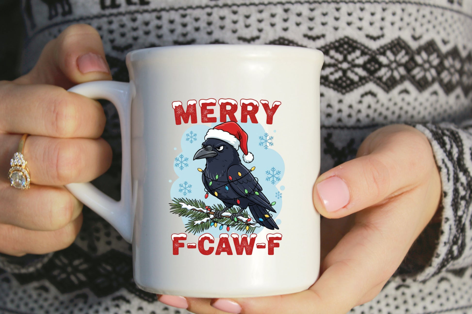 Merry Christmas F-Caw-F Crow PNG Funny Christmas Sublimation