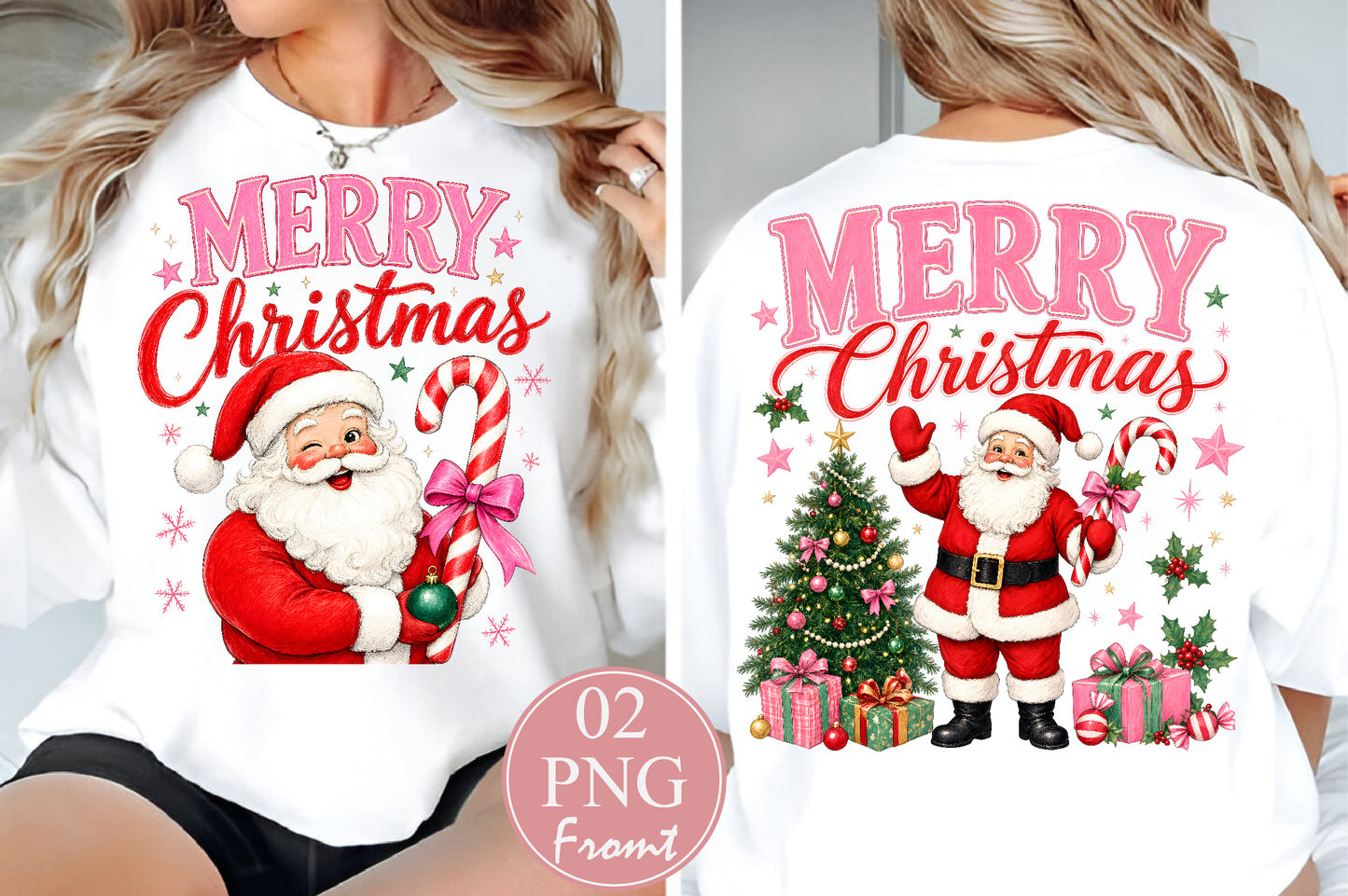 Merry Christmas Front and Back PNG Sublimation