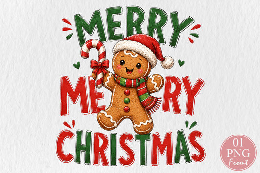 Merry Christmas Gingerbread PNG Sublimation Design