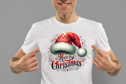 Merry Christmas Santa Hat PNG Glitter Holiday Sublimation